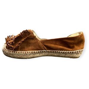 Castañer Anthropologie Tan Brown Suede Fringe Espadrilles EU 38